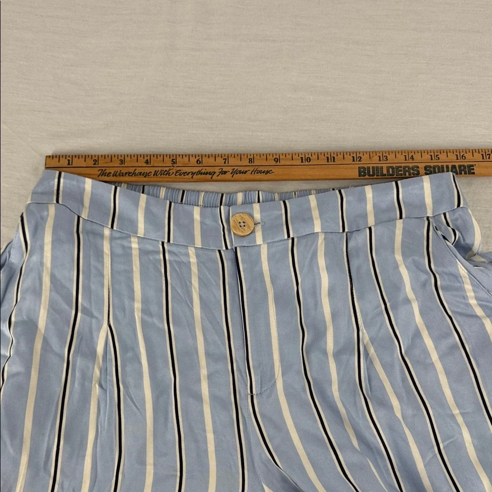 Rae Mode Pants Wm 1X Seneca Light Blue Striped Wide-Leg Button Close - Picture 8 of 9